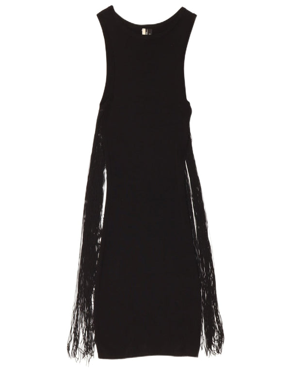 Topshop Abito lungo senza maniche da donna UK 6 XS in viscosa nera