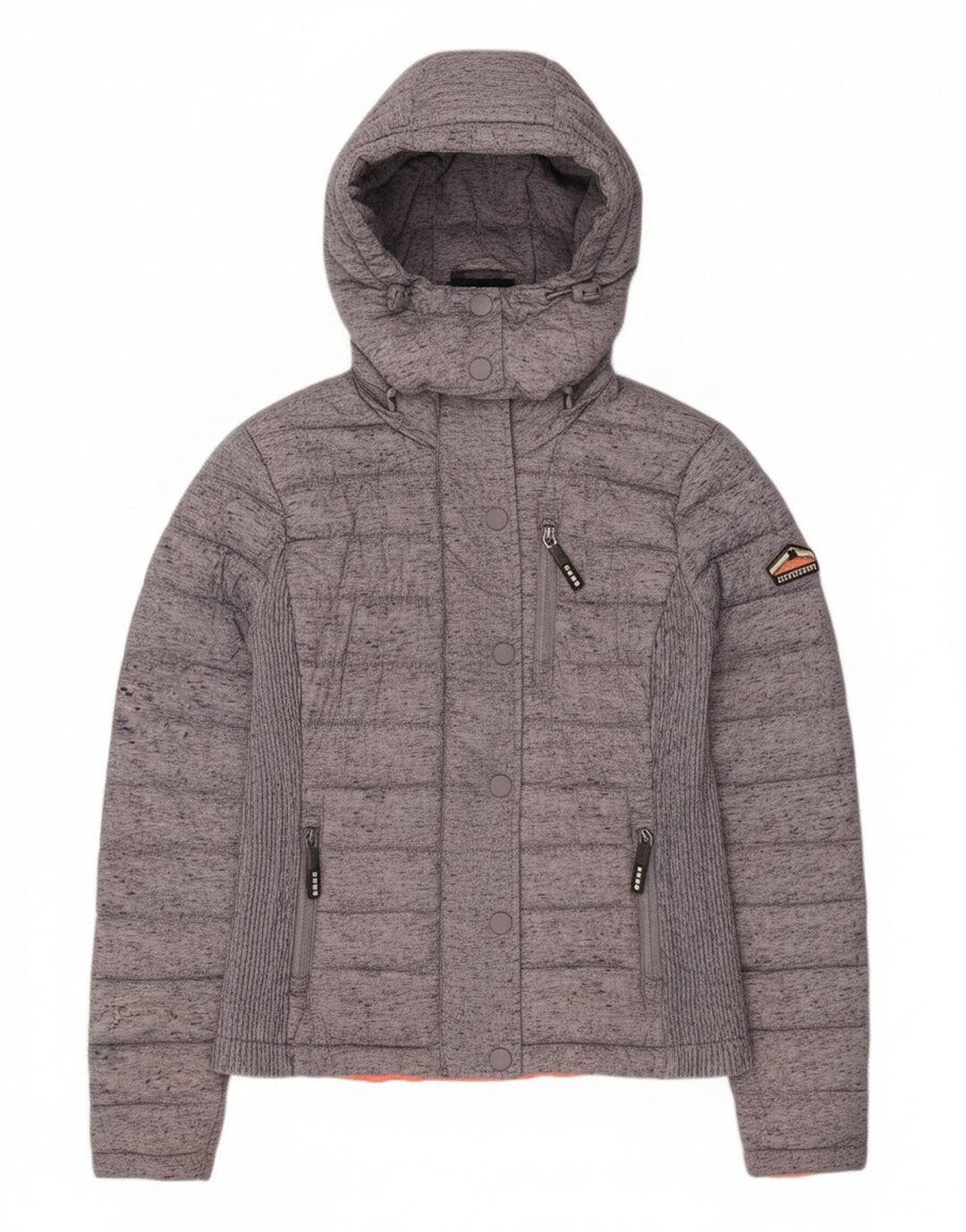 Giacca imbottita con cappuccio da donna Superdry UK 8 XS poliestere color block grigio