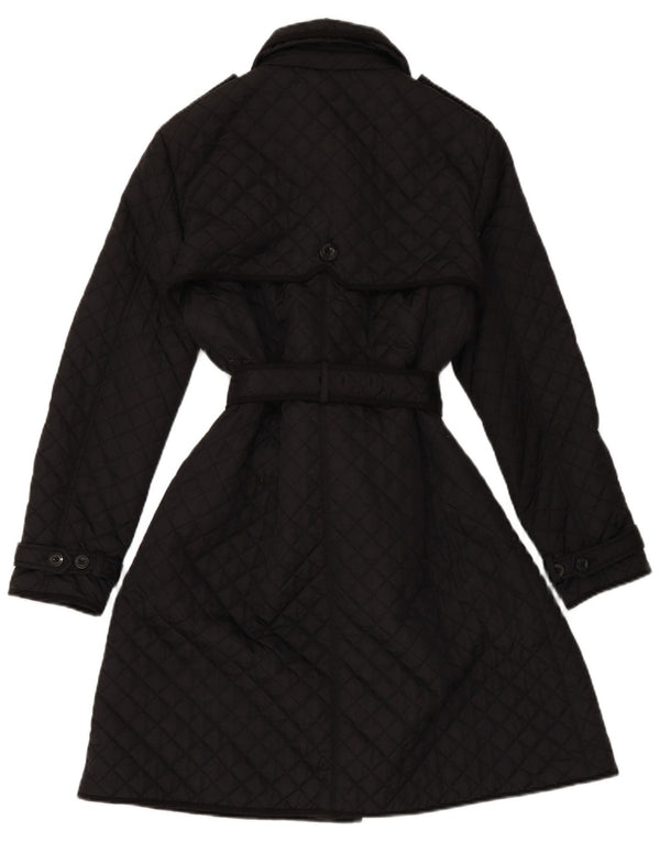HOBBS Womens Quilted Trench Coat UK 12 Medium Black Nylon