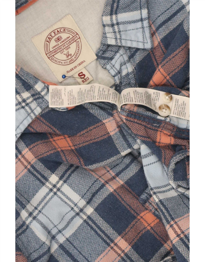 Camicia da uomo in flanella Fat Face in cotone a quadri blu piccolo