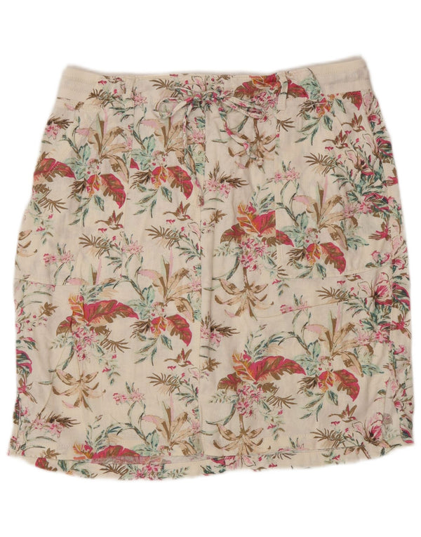 Gonna dritta da donna Marks & Spencer UK 12 media W30 bianco sporco floreale