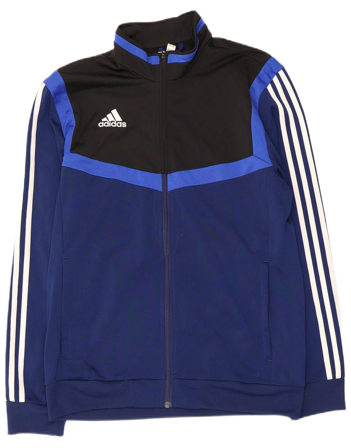 Giacca da ginnastica da uomo Adidas, giacca media, in poliestere color block blu navy