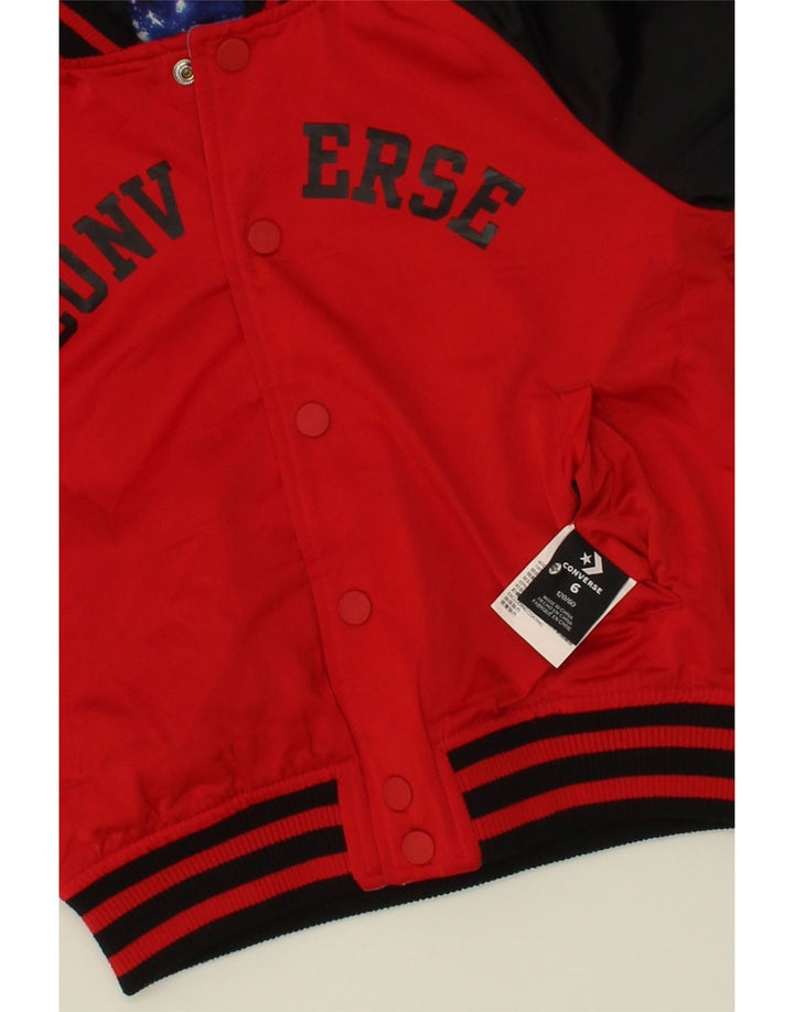 CONVERSE Boys Hooded Graphic Reversible Jacket 5-6 Years Red Colourblock Vintage Converse and Second-Hand Converse from Messina Hembry 