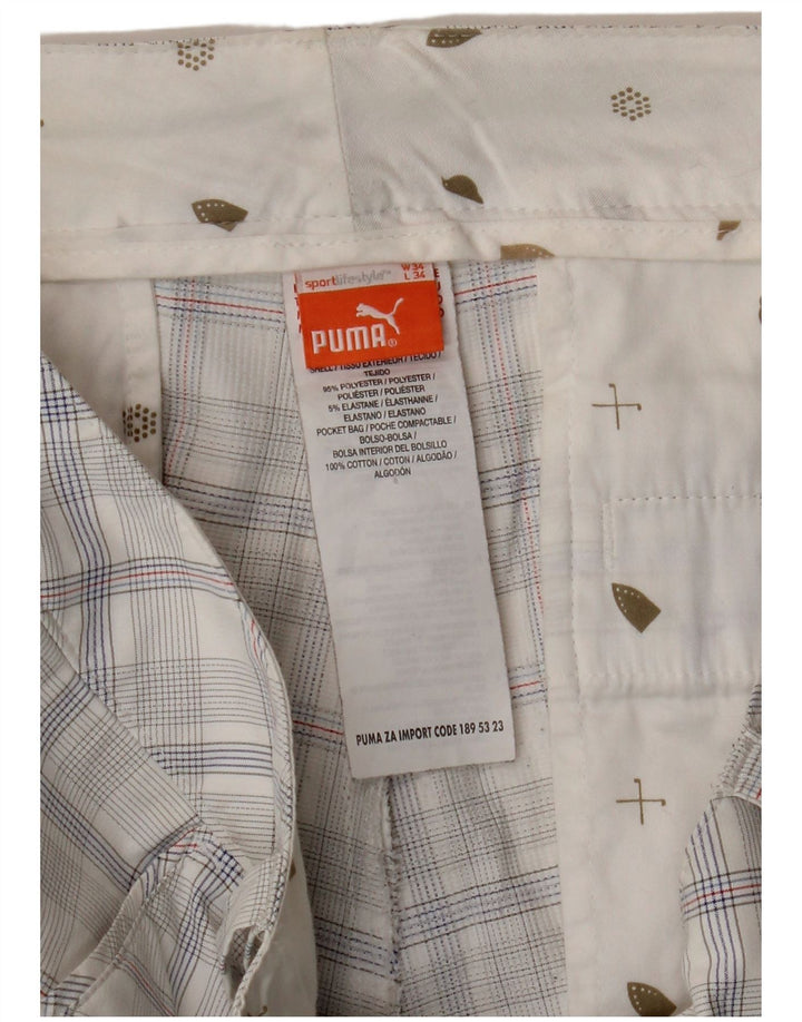 Pantaloni chino slim da uomo PUMA W34 L34 poliestere a quadri bianchi