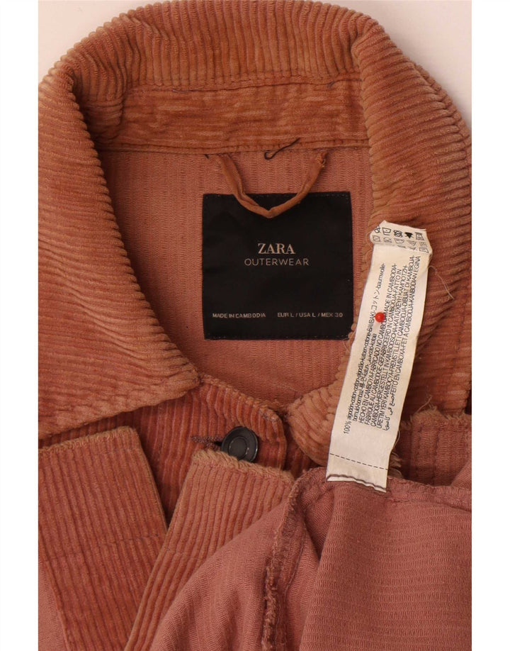 Giacca da donna oversize in velluto a coste Zara UK 16 grande in cotone marrone