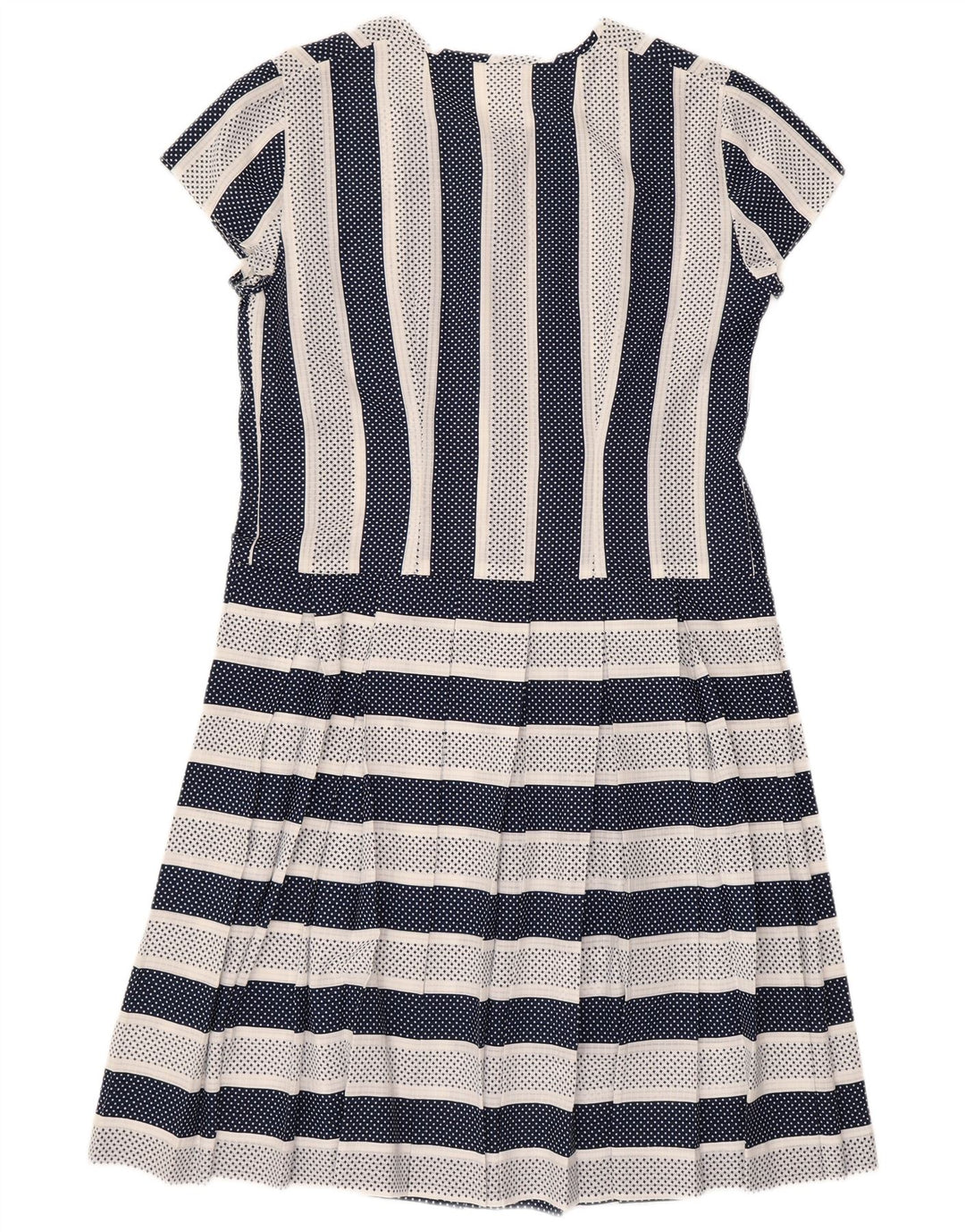 Abito a trapezio vintage da donna UK 14 medio a righe blu navy