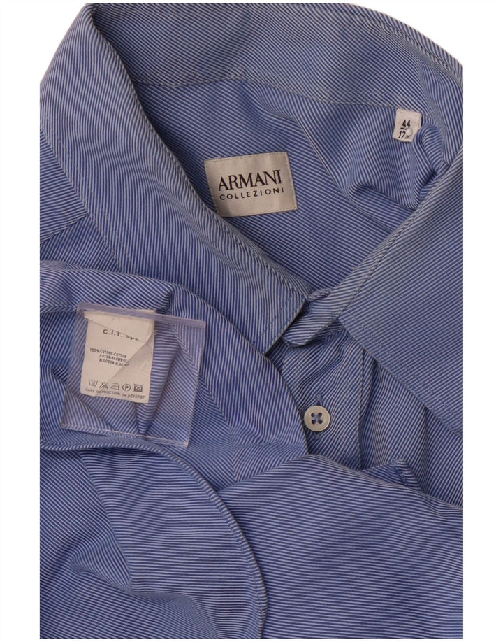 ARMANI COLLEZIONI Camicia da uomo Taglia 44 17 1/2 XL Cotone gessato blu