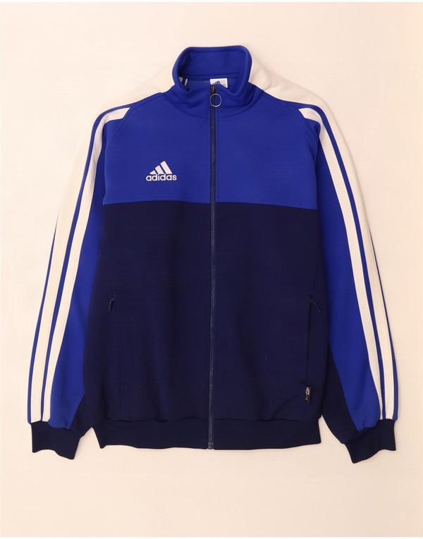Giacca da tuta da uomo Adidas UK 42/44 Large Blu Colourblock Poliestere