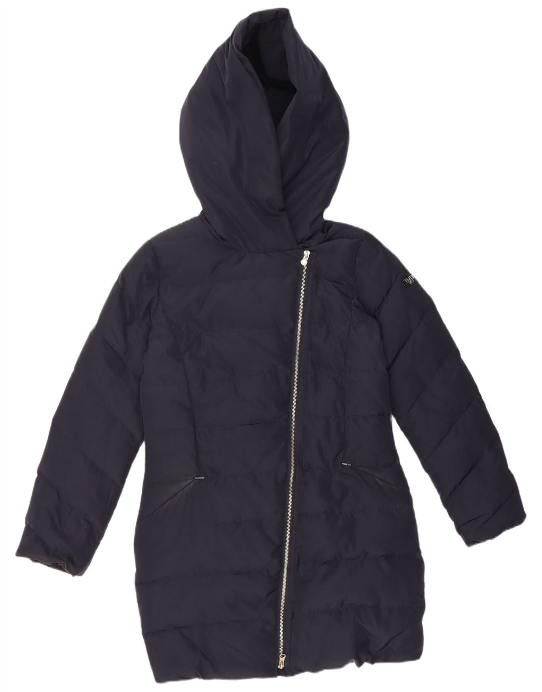 Cappotto imbottito con cappuccio per bambina Armani Junior 13-14 anni in poliestere blu navy