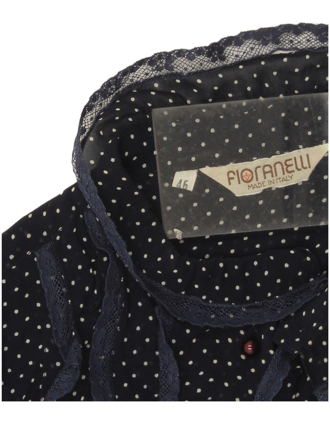 Blusa Camicia Vintage da Donna IT 46 Large in Viscosa Maculata Blu Navy