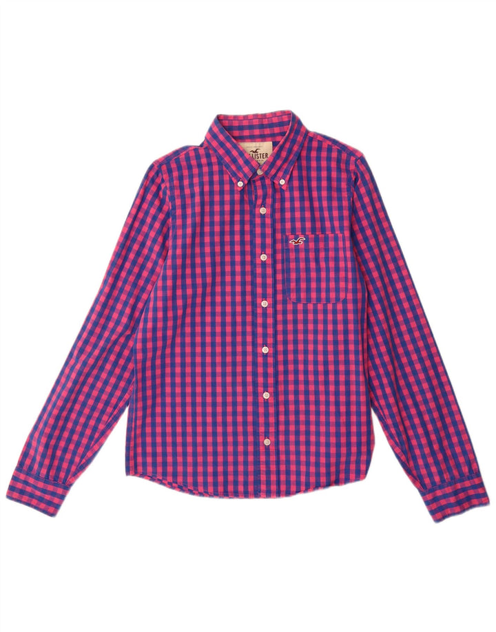 Camicia da uomo HOLLISTER in cotone a quadri rosa medio