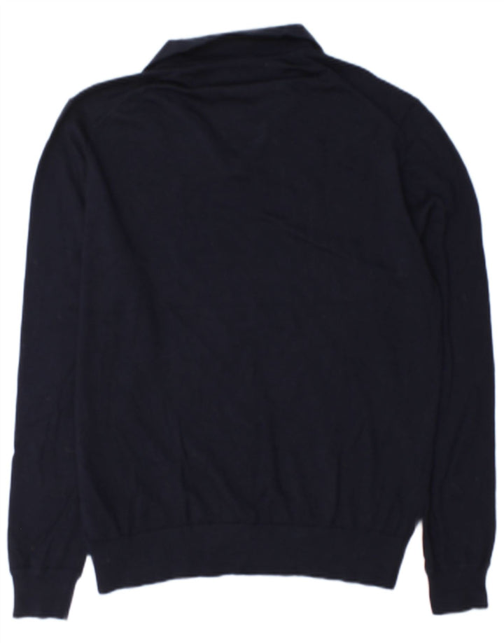 Marks & Spencer maglione da uomo con collo a polo autografo grande blu navy