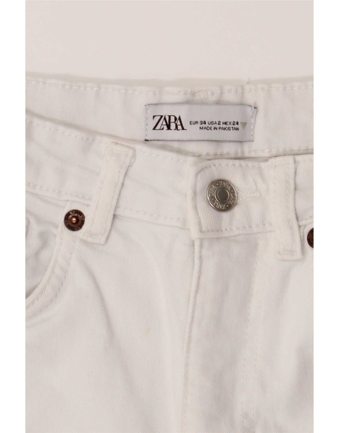 Jeans Bootcut da donna Zara EU 34 2XS W24 L24 Bianco