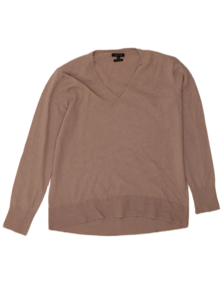 Massimo Dutti Maglione oversize da donna con scollo a V UK 6 XS Grigio