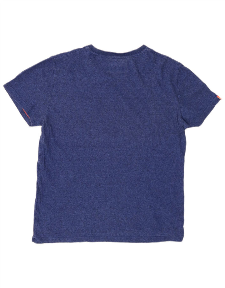 T-shirt da uomo SUPERDRY Top in cotone screziato blu medio