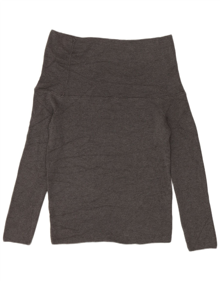 Maglione maglione a collo alto da donna Marks & Spencer UK 12 Viscosa grigio medio