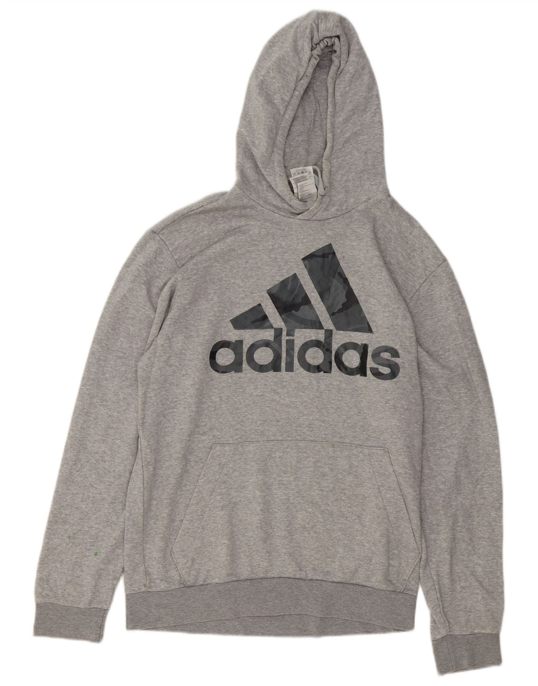 Felpa con cappuccio grafica da uomo Adidas in cotone chiazzato grigio medio