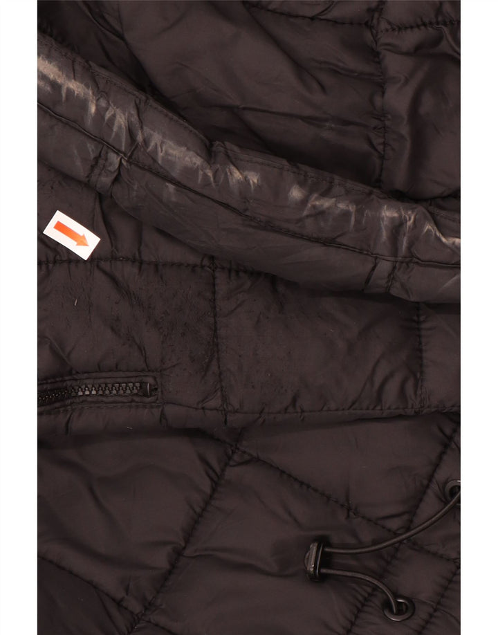 Cappotto imbottito con cappuccio da donna ZARA UK 16 grande poliestere nero