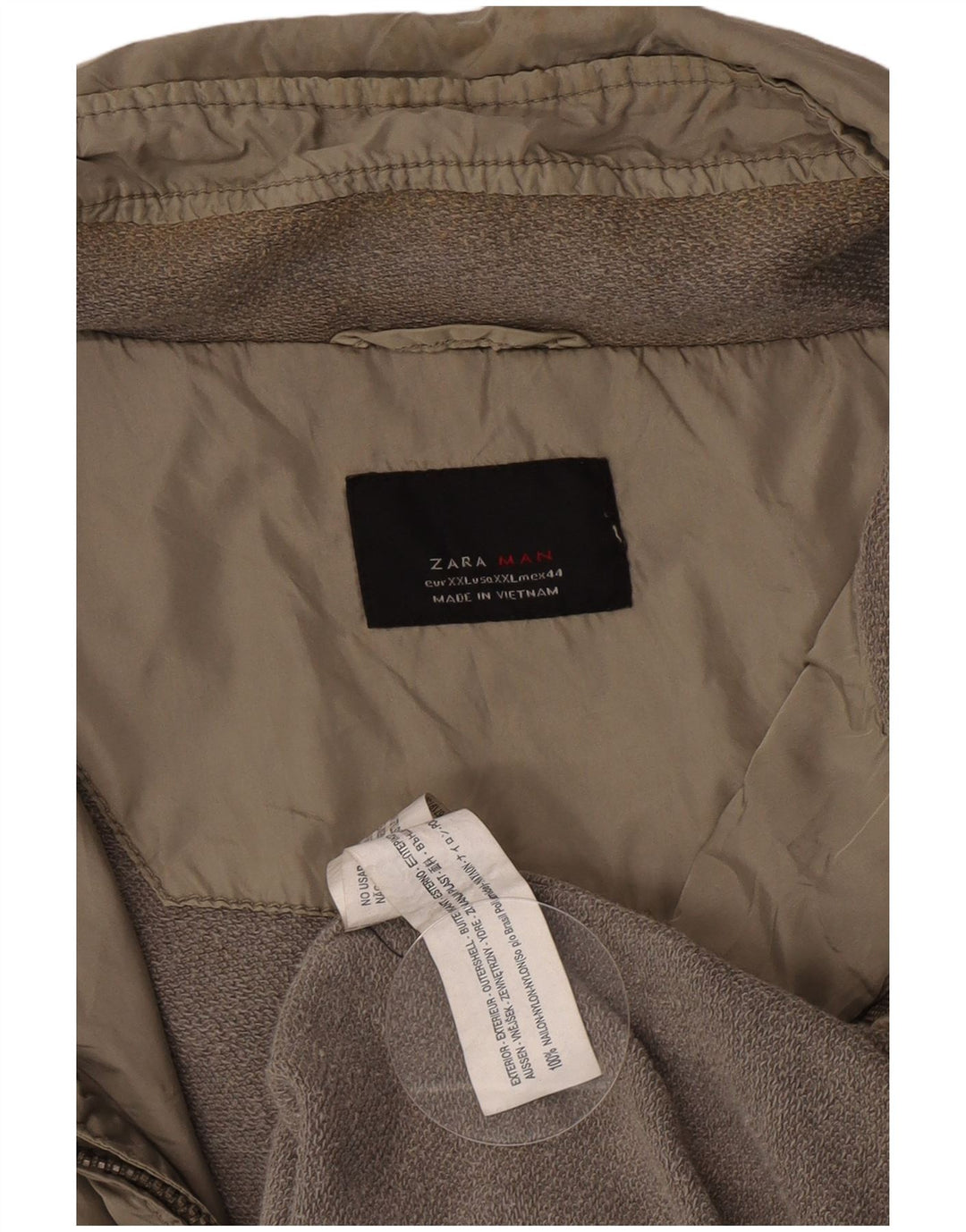 Giacca a vento con cappuccio da uomo Zara UK 44 2XL Nylon grigio