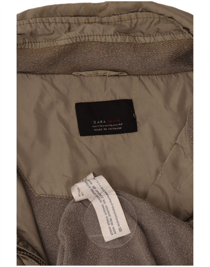 Giacca a vento con cappuccio da uomo Zara UK 44 2XL Nylon grigio