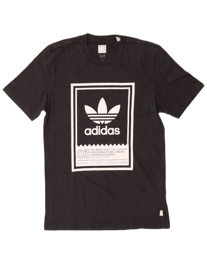 T-shirt grafica da uomo ADIDAS Top piccola in cotone nero