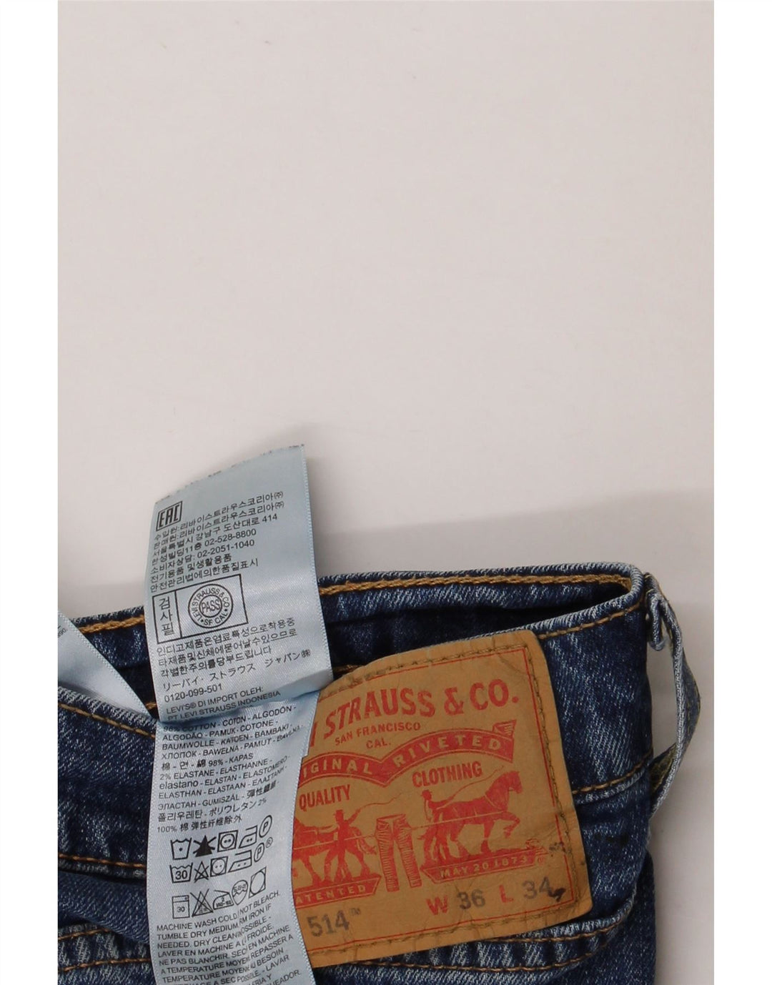 LEVI'S Jeans dritti da uomo 514 W36 L34 cotone blu