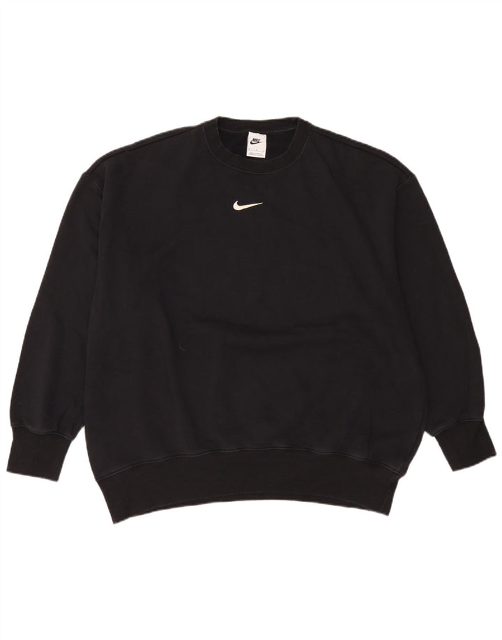 Felpa da uomo Nike Loose Fit, maglione medio, cotone nero