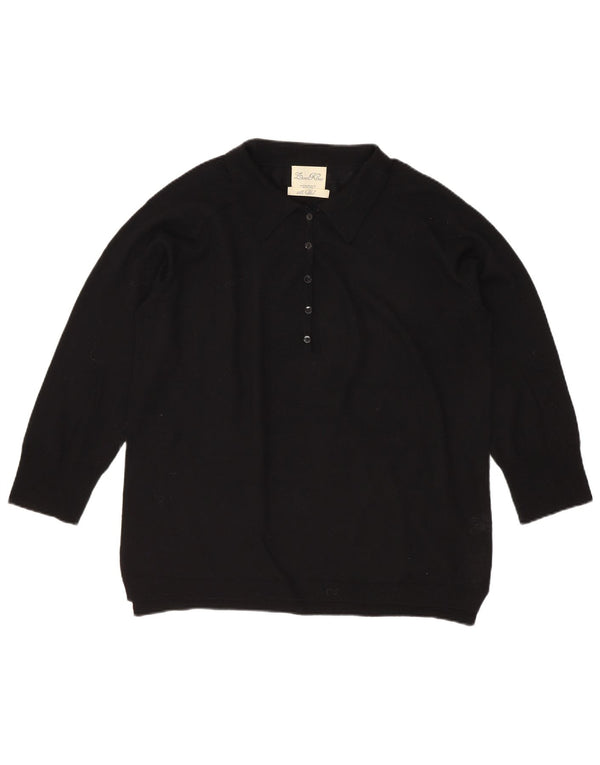 Maglione Zara da donna con collo a polo e maniche a 3/4 UK 14 Lana nera media