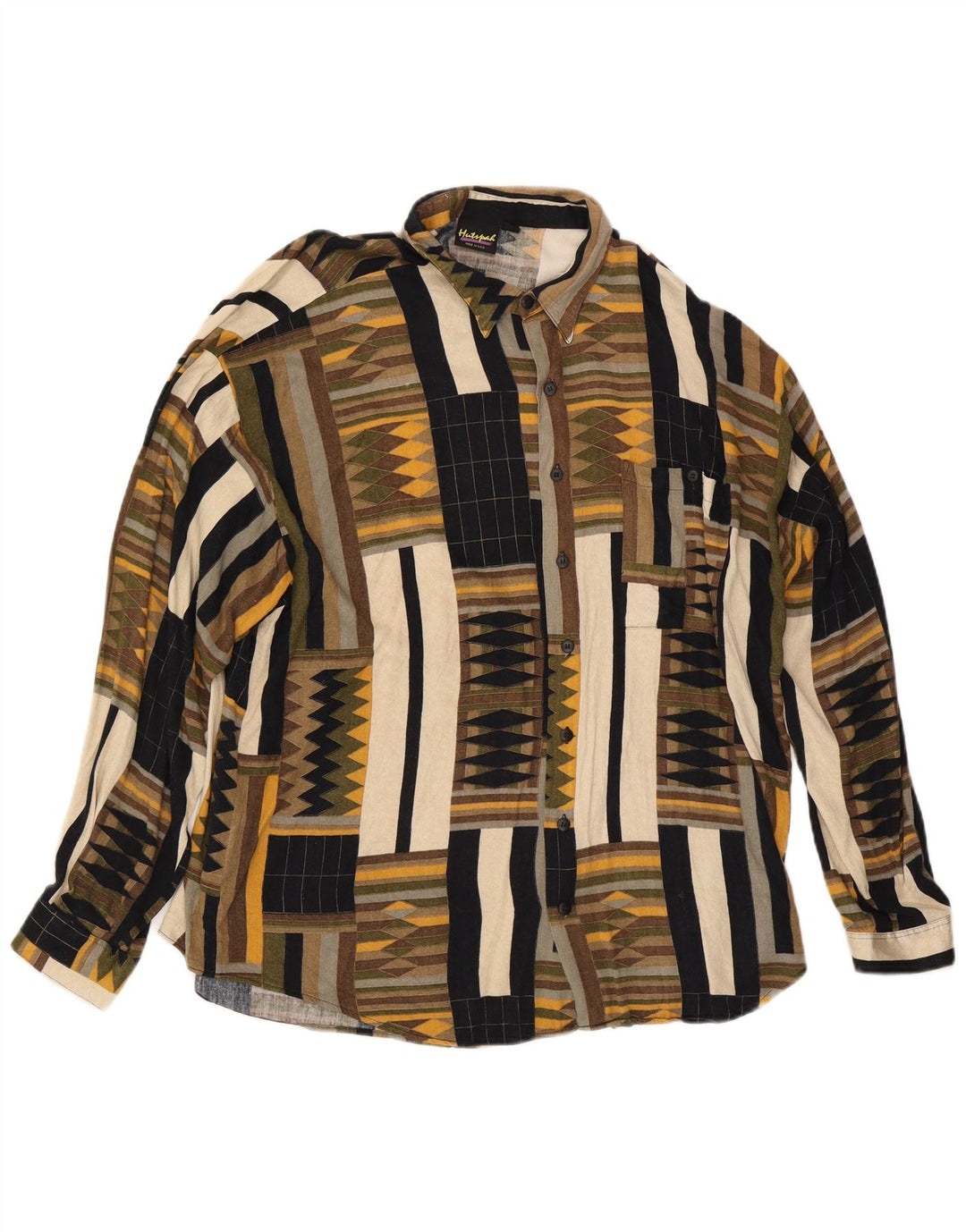 Camicia da uomo Hutspah XL Rayon geometrico multicolore