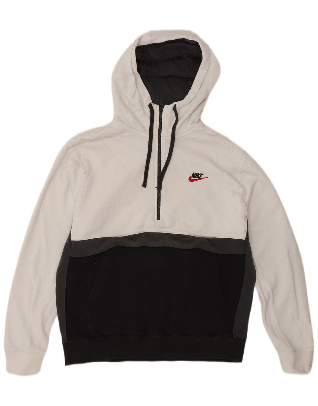 Maglione con cappuccio e zip da uomo Nike, cotone color block bianco medio