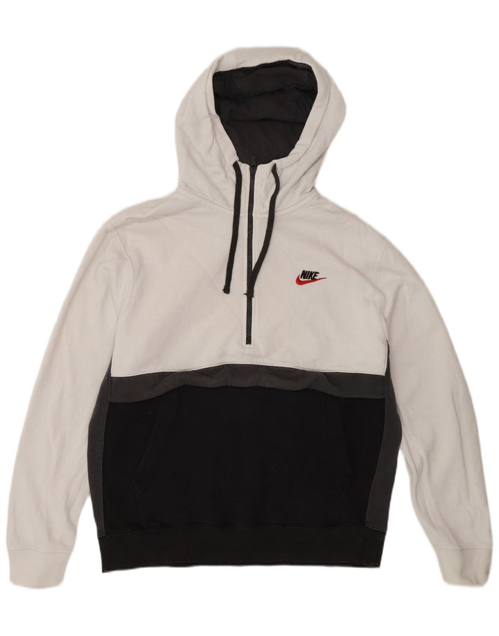 Maglione con cappuccio e zip da uomo Nike, cotone color block bianco medio