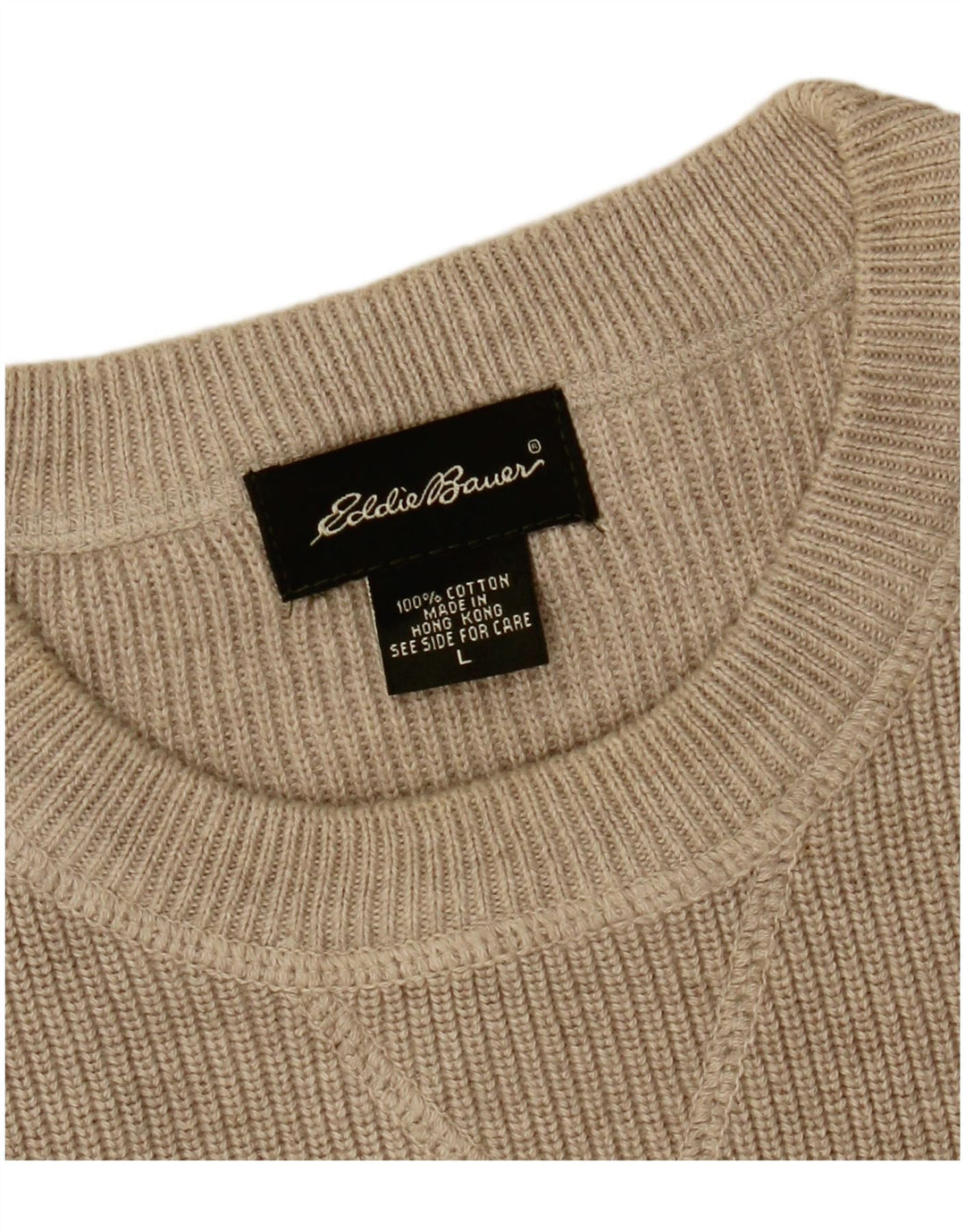 Eddie Bauer Maglione girocollo da uomo in cotone beige grande