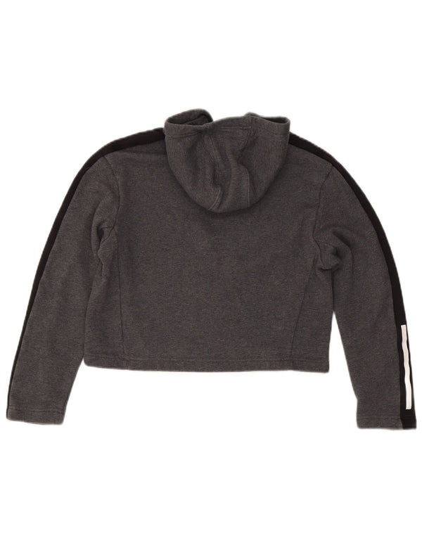 Felpa con cappuccio corta Adidas per ragazze 11-12 anni in cotone color block grigio