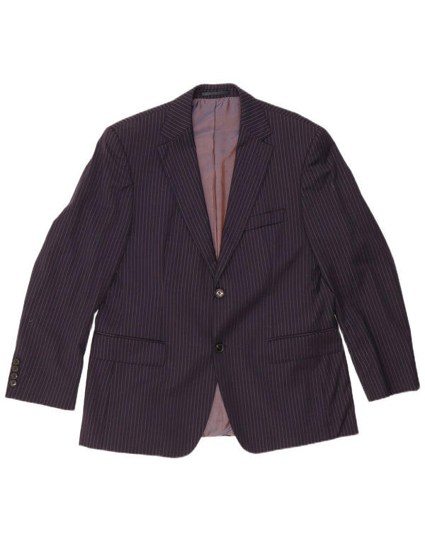 Giacca blazer da uomo a 2 bottoni HUGO BOSS UK 42 XL gessato blu navy