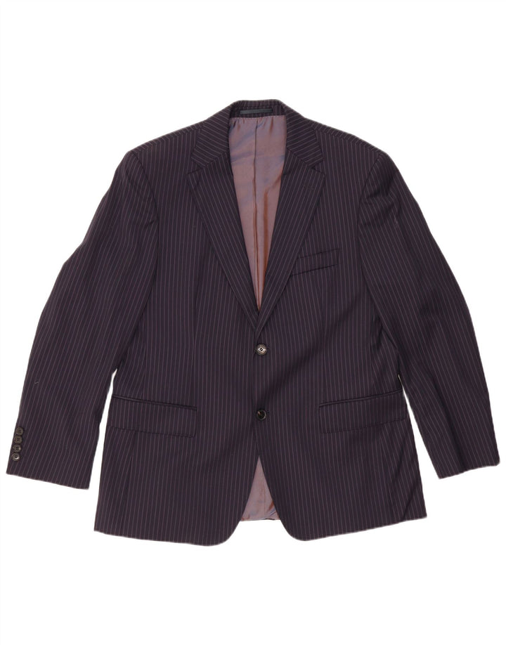 Giacca blazer da uomo a 2 bottoni HUGO BOSS UK 42 XL gessato blu navy