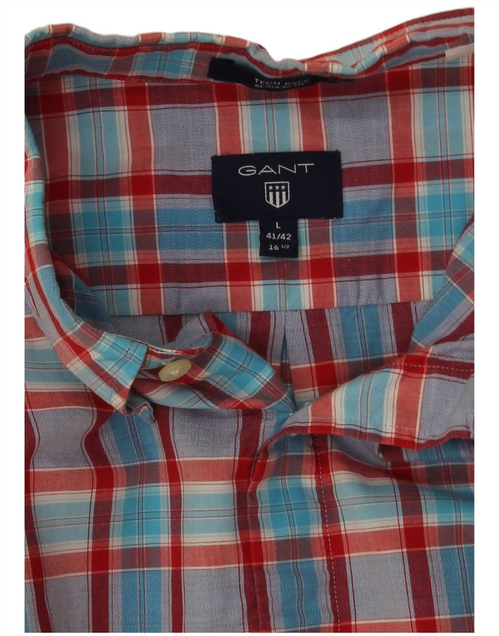 Gant Camicia da uomo vestibilità regolare taglia 41/42 16 1/2 grande quadretto multicolore
