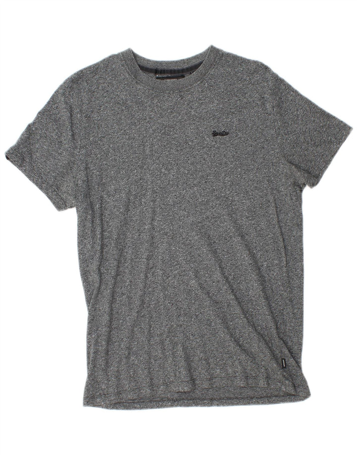 T-shirt da uomo Superdry Top in cotone chiazzato grigio medio