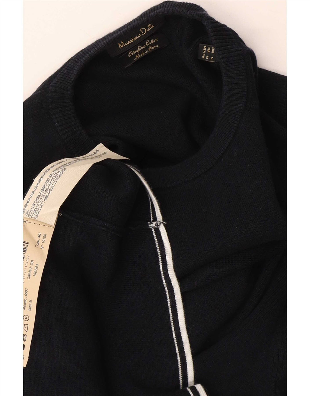 Maglione maglione girocollo da donna Massimo Dutti UK 14 cotone medio blu navy