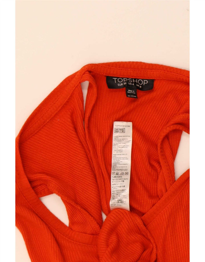 Topshop Abito lungo senza maniche da donna UK 8 piccolo rosso