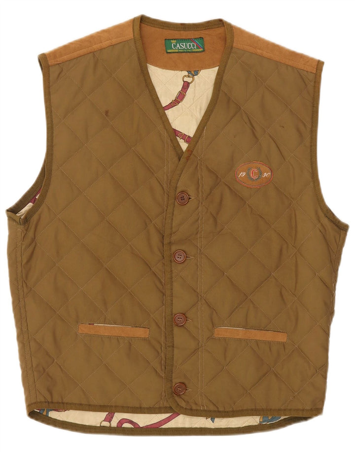 Gilet trapuntato da uomo Casucci UK 36 piccolo poliestere kaki