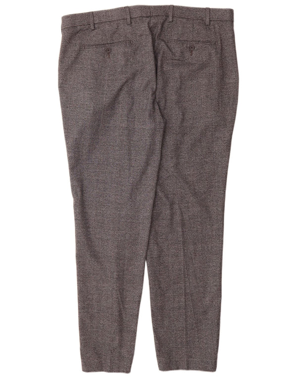 Pantaloni da abito dritti su misura da uomo Marks & Spencer W40 L31 a quadri grigi