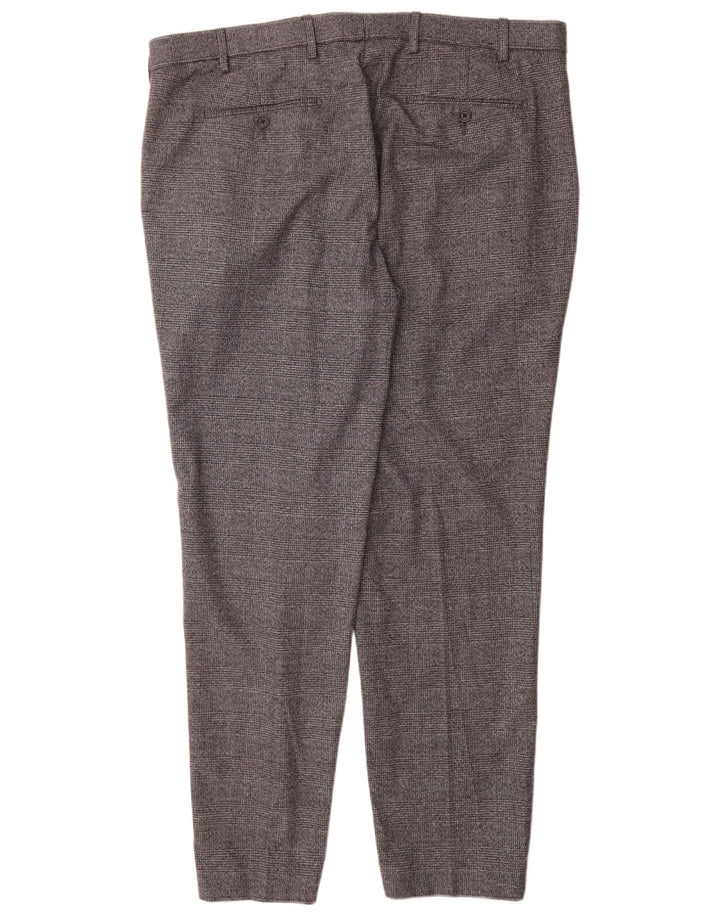 Pantaloni da abito dritti su misura da uomo Marks & Spencer W40 L31 a quadri grigi