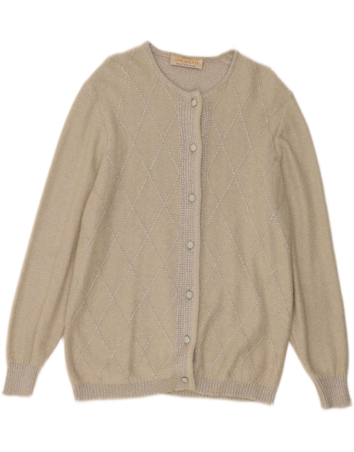Maglione cardigan da donna John Walker UK 18 XL Grigio Argyle/Lana diamante