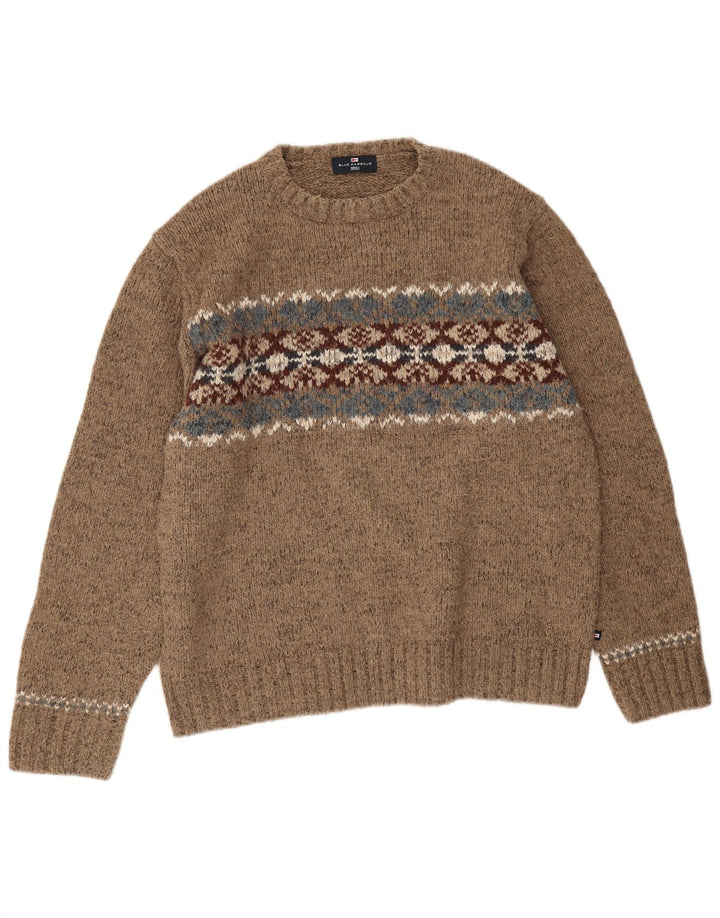 Maglione maglione girocollo da uomo Marks & Spencer blu Harbour grande marrone