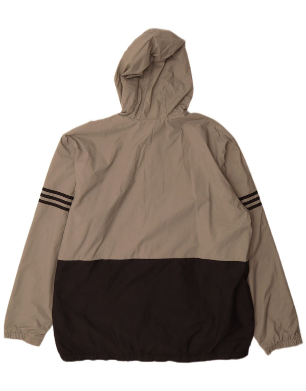 Giacca antipioggia da uomo Adidas con cappuccio UK 42 XL Poliammide color block grigio