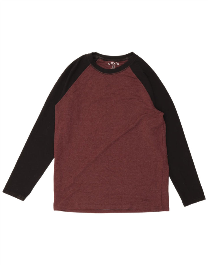ORVIS Top da uomo a maniche lunghe in viscosa color block bordeaux medio