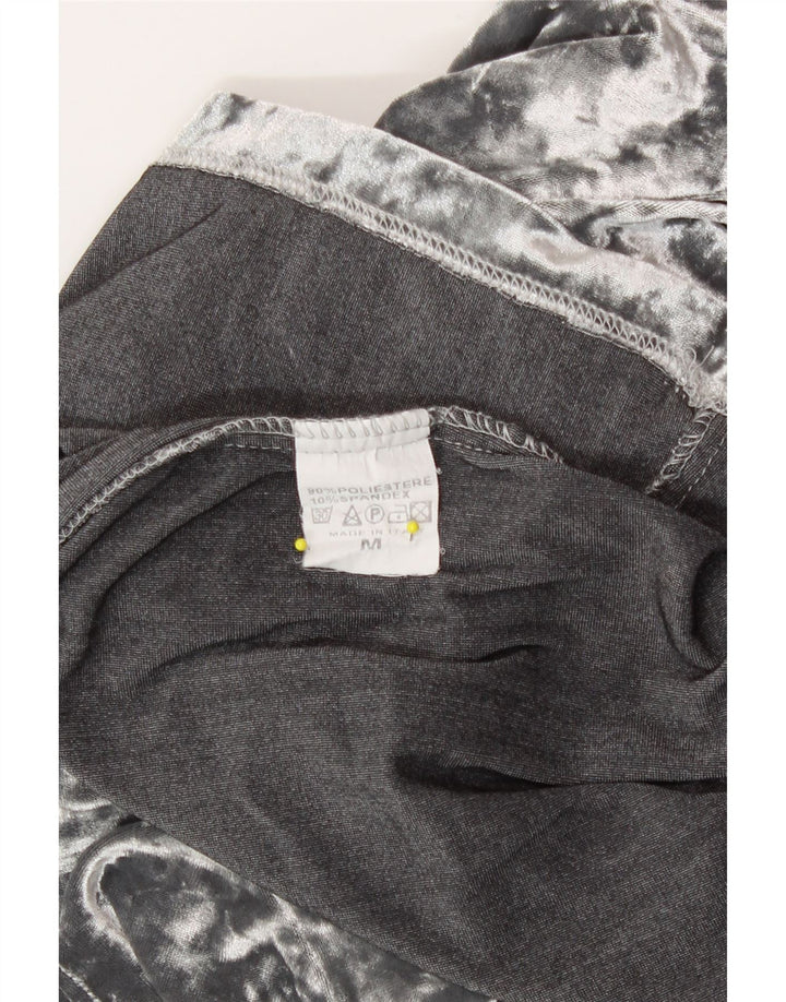 T-shirt vintage in velluto da donna Top UK 12 Poliestere grigio medio