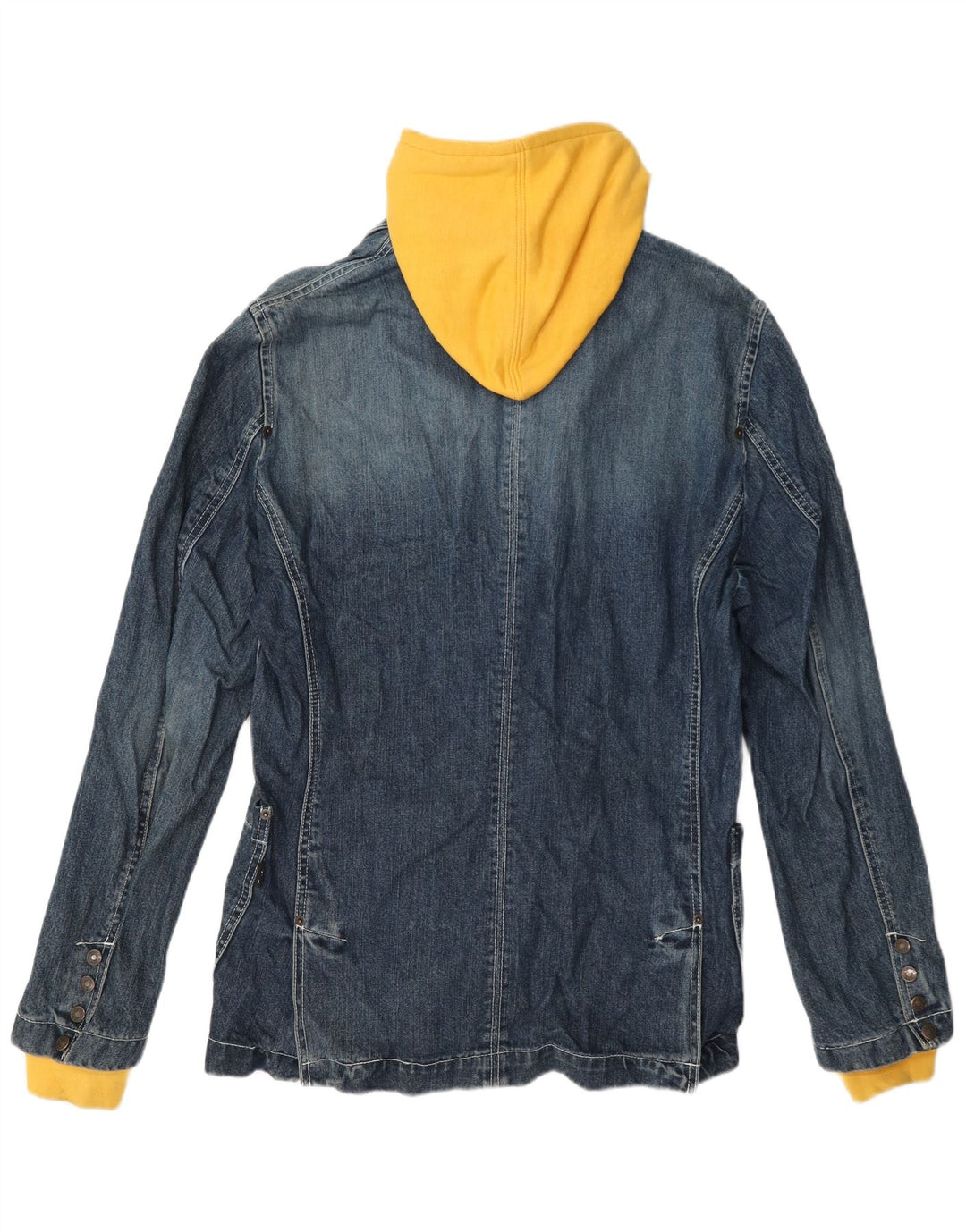 Giacca di jeans con cappuccio grafica da uomo VSCT UK 38 Cotone color block blu medio
