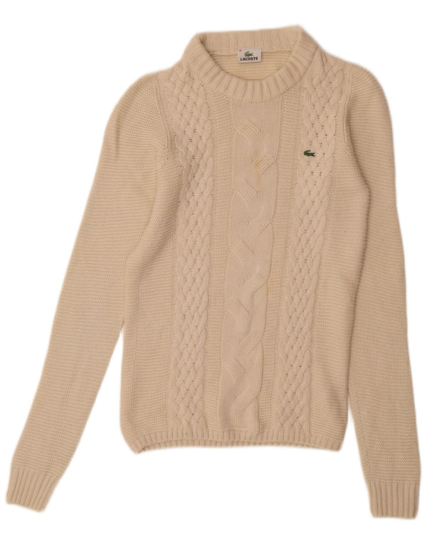 Maglione maglione girocollo da donna LACOSTE taglia 38 lana beige medio
