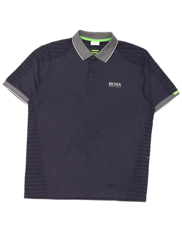 Polo Hugo Boss da uomo Martin Kaymer XL in cotone color block blu navy